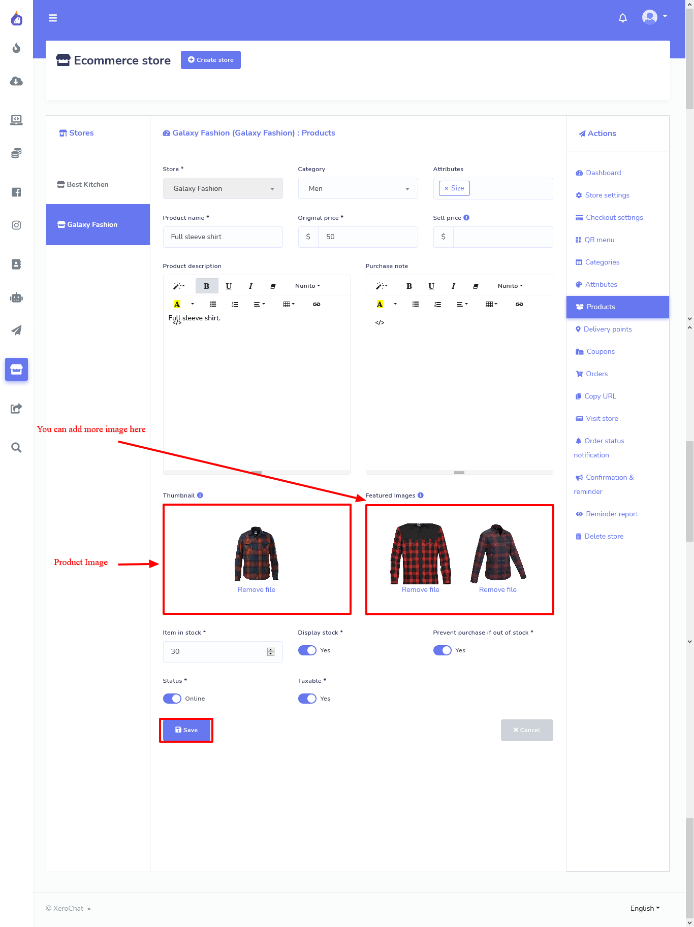 Screenshots of product on the page.