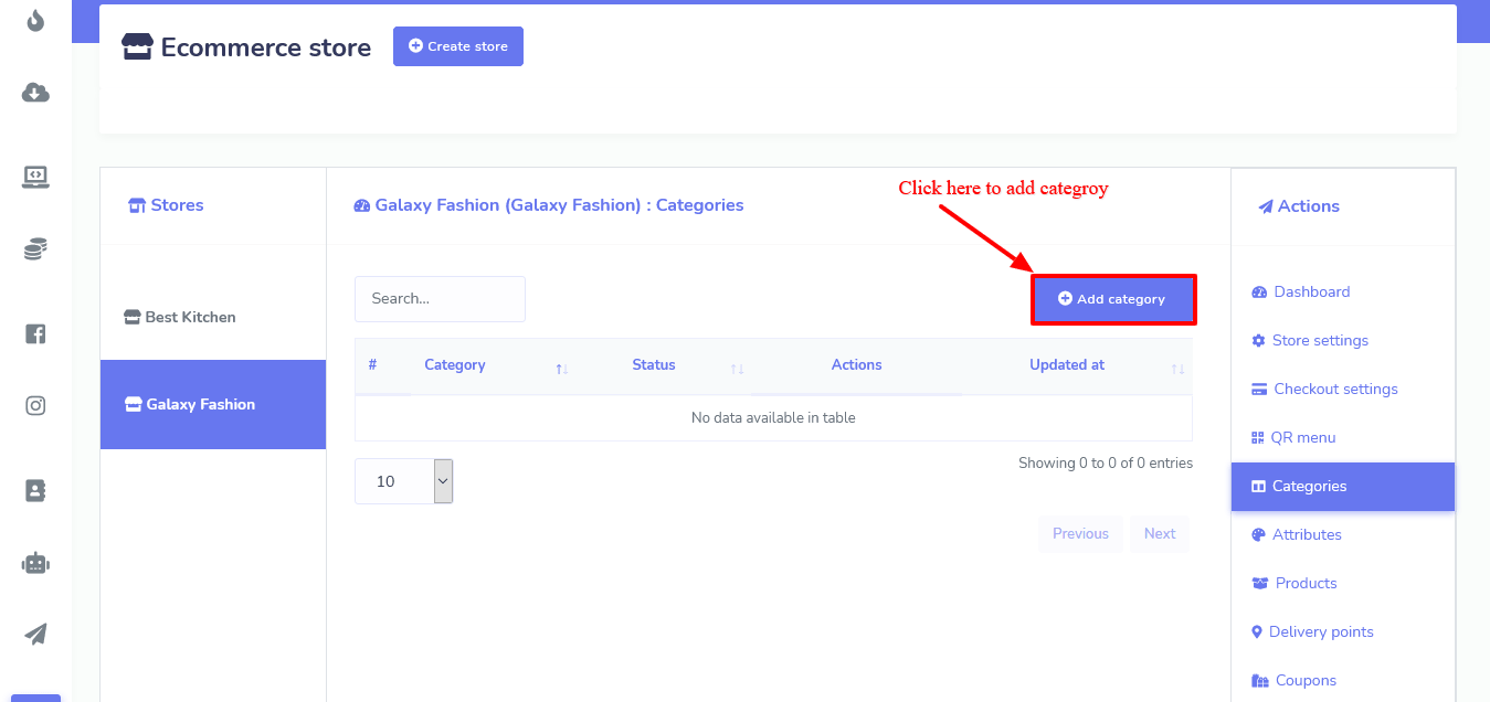 Screen shots: Add category.