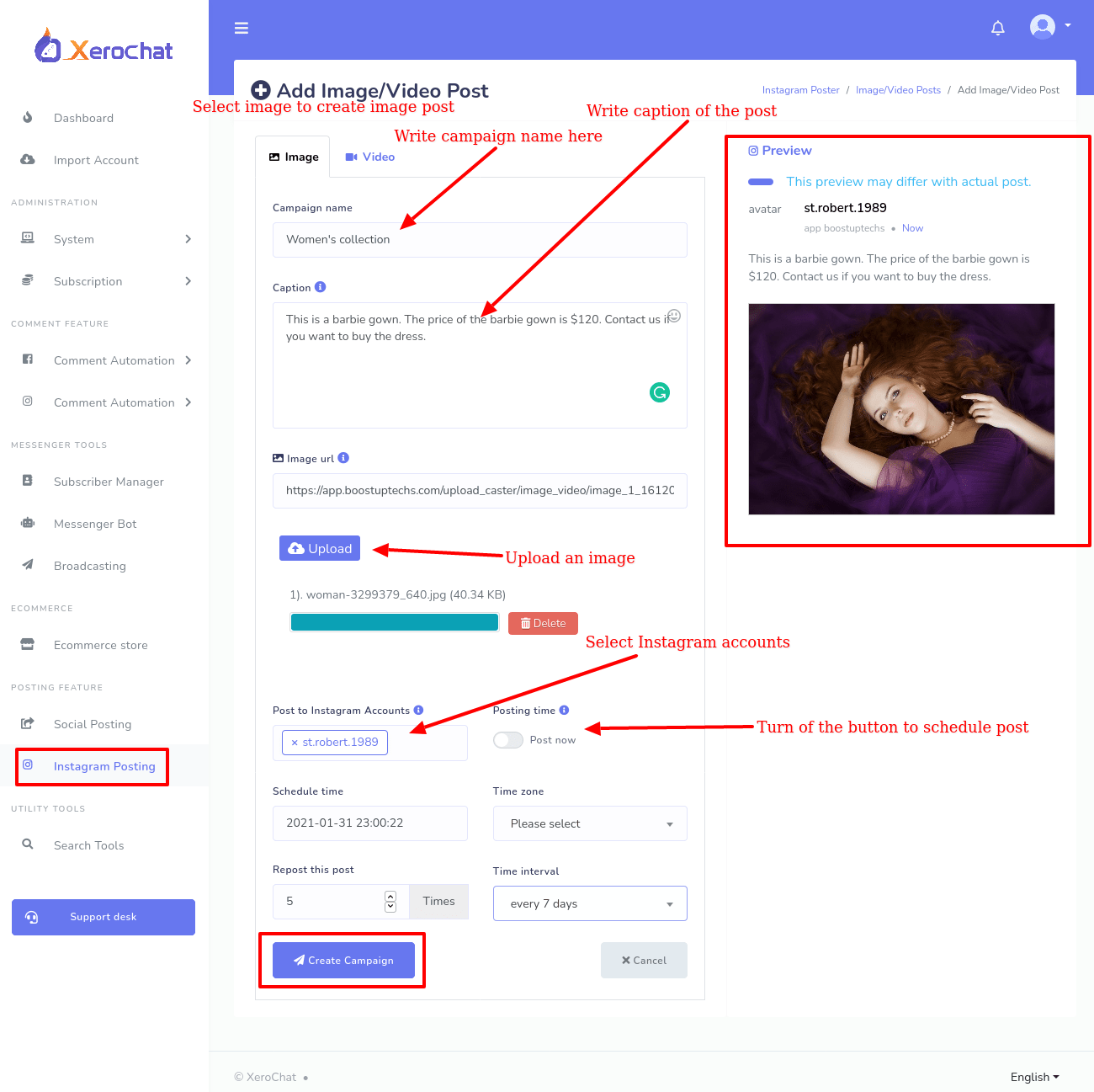 image posting in instagram posting