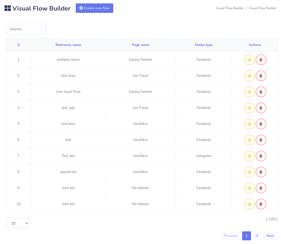 flow builder page