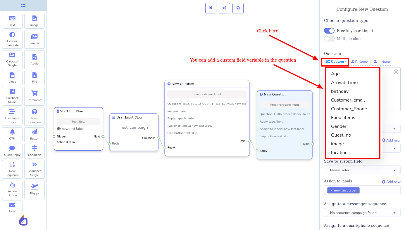 add custom field variable