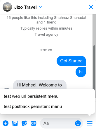 persistent menu on messenger